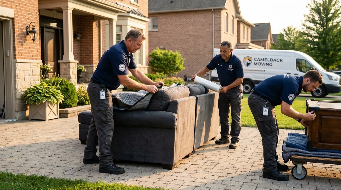 Large estate moving crew wrapping furniture in Sedalia, MO